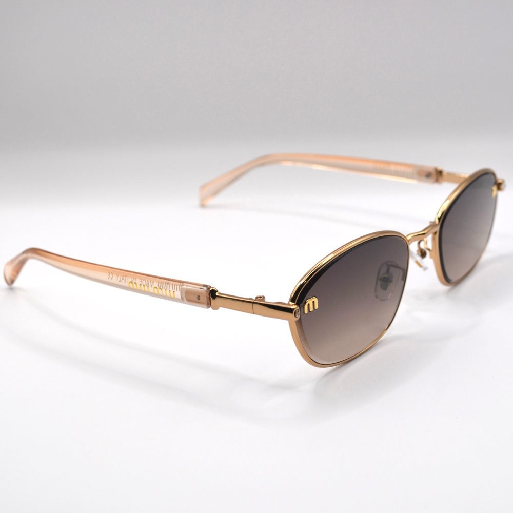 MIU MIU Women’s Metal Sunglasses | Gold & Nude | Brown Gradient Lenses | New - Picture 12 of 16